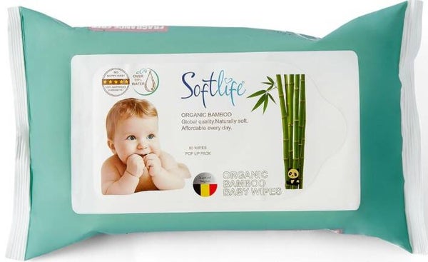 Softlife Babydoekjes Organic Bamboo – 80 Stuks. Stuksprijs: €0,80