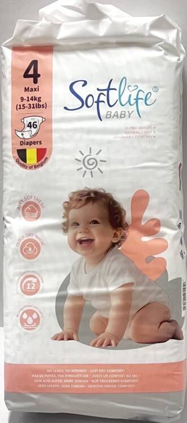 Softlife Luier Maat 4 – 46 stuks (9-14 kg), Stuksprijs: €5,95, Doos van 6 stuks