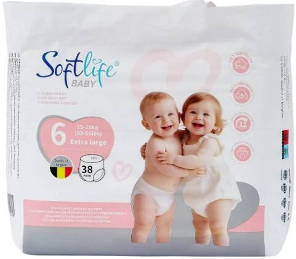 SoftLife Pants maat 6 15-25kg e largxtra 38stuks.  Stuksprijs: €5,95