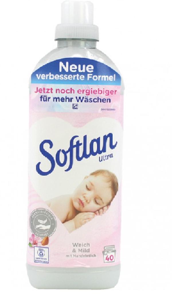Softlan wasverzachter 1L Soft & Mild 40 wasbeurten. Doos van 12 stuks