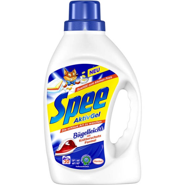 Henkel Spee Aktiv Gel strijkvrij vloeibaar wasmiddel. Doos van 4 stuks