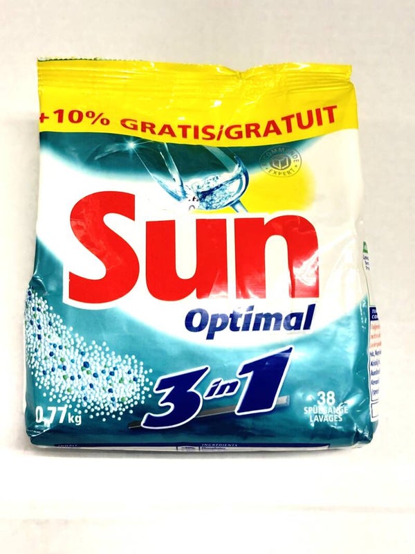 Sun Vaatwaspoeder Optimal 3 in 1 - 38 wasbeurten  Doos van 10 stuks  Stuksprijs: € 1,50