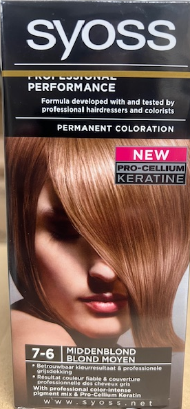 Syoss Colors Cream 7-6 Middel Blond. Doos van 3 stuks