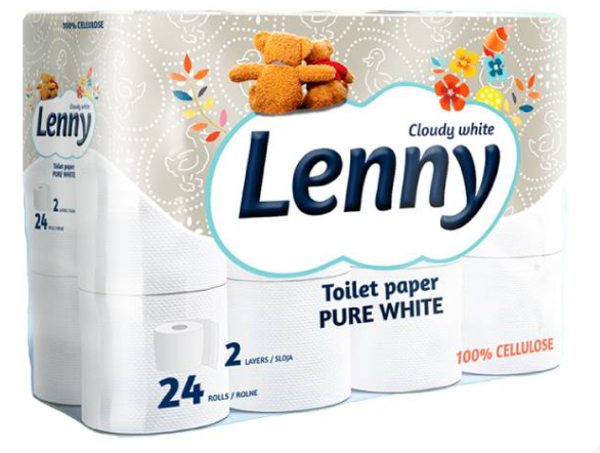 Toiletpapier LENNY Wolk Wit 24 Rollen, 2-laags. Doos van 6 stuks