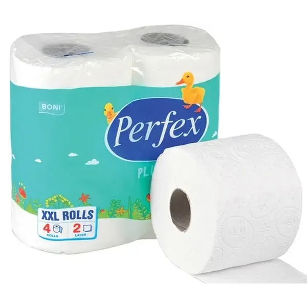 Toiletpapier PERFEX PLUS XXL 4 Rollen - 2-laags. Doos van 24 stuks. Stuksprijs:€ 0,85