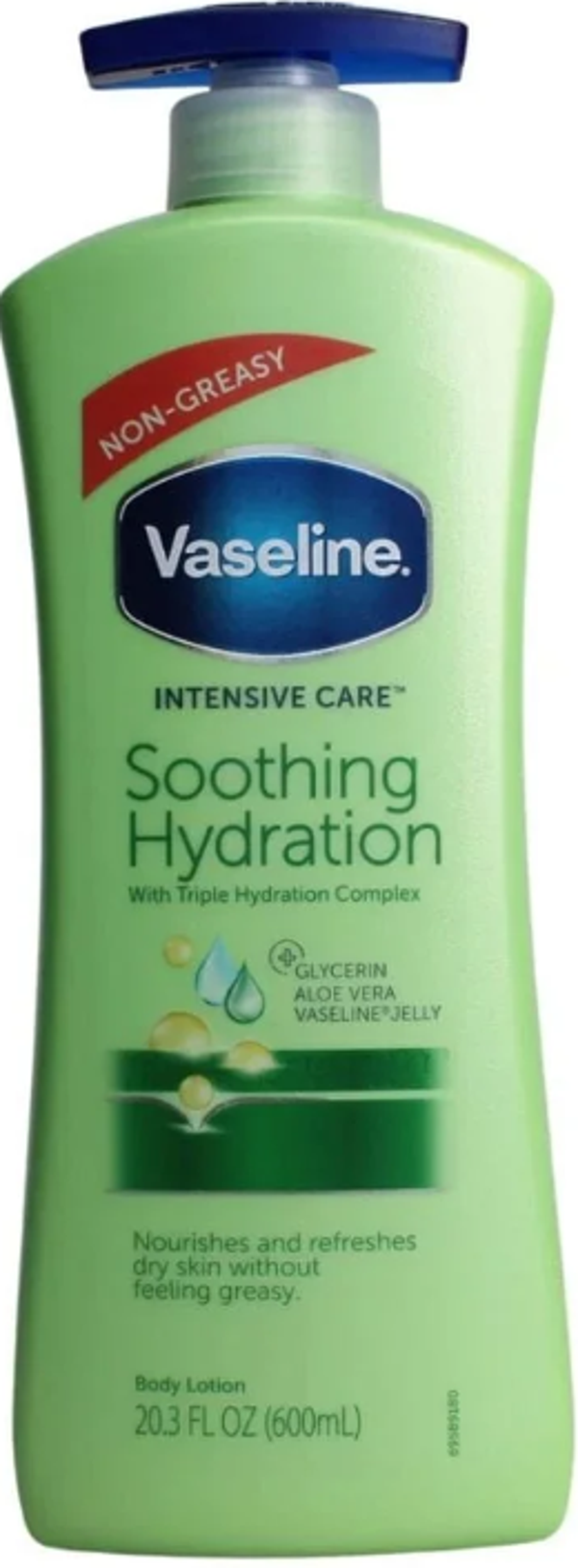 Vaseline Body Lotion Soothing Hydration – 600 ml.  Doos van 6 stuks  Stuksprijs: €3,65