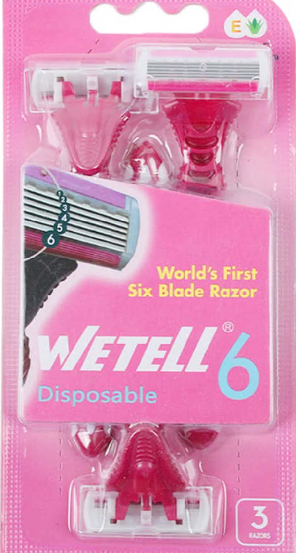 WETELL Wegwerpscheermesjes voor Dames – 3 Stuks met 6 Mesjes  Doos van 6 stuks  Stuksprijs: €1,75
