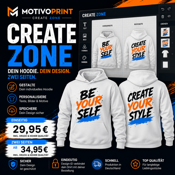 CREATE ZONE Hoodie Vorder-/Rückseite