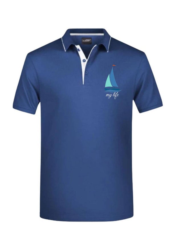 Premium Polo Shirt Segeln my life, Logo gestickt