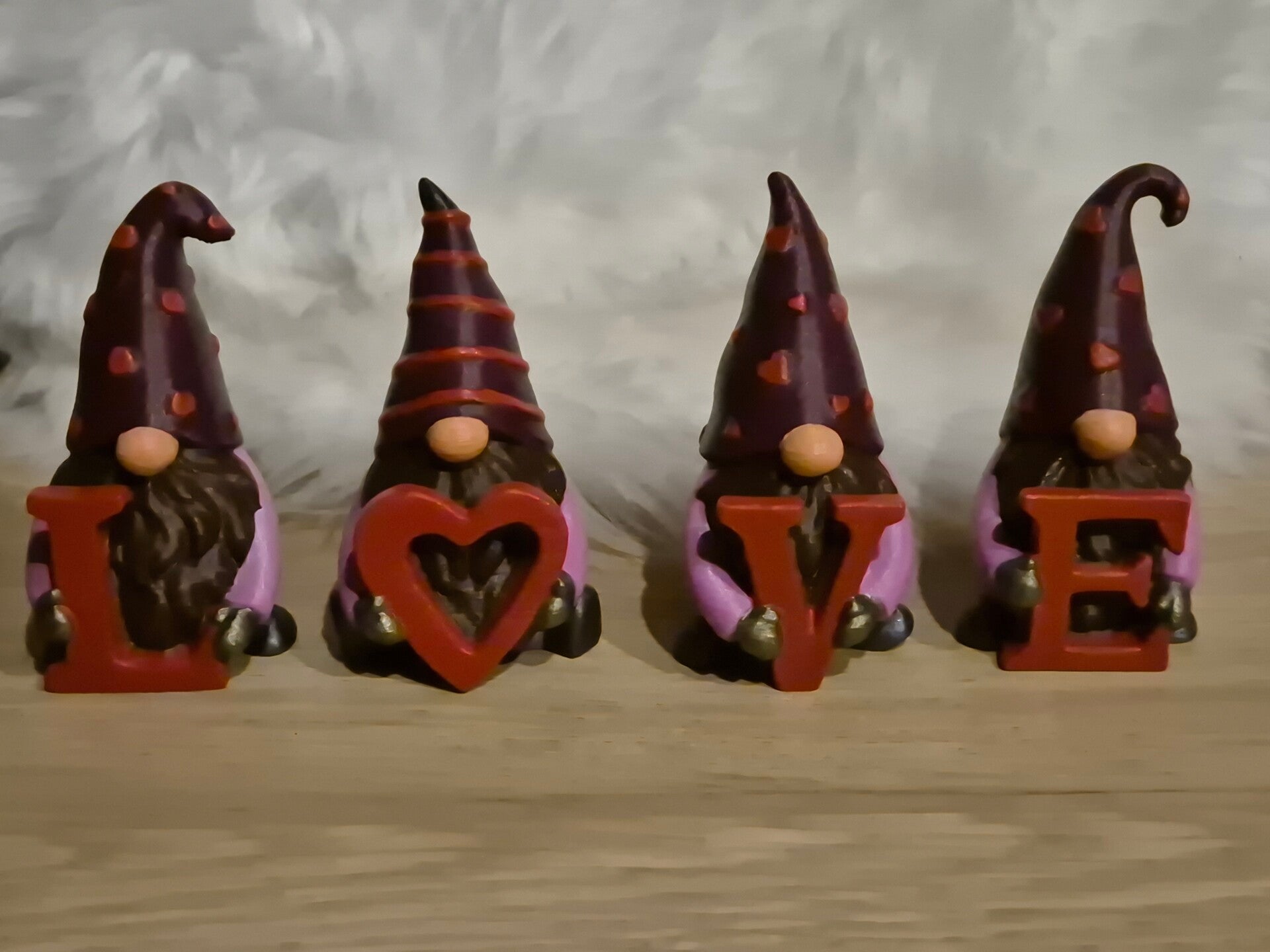 I ♡ YOU Gnome set "Paars muts"