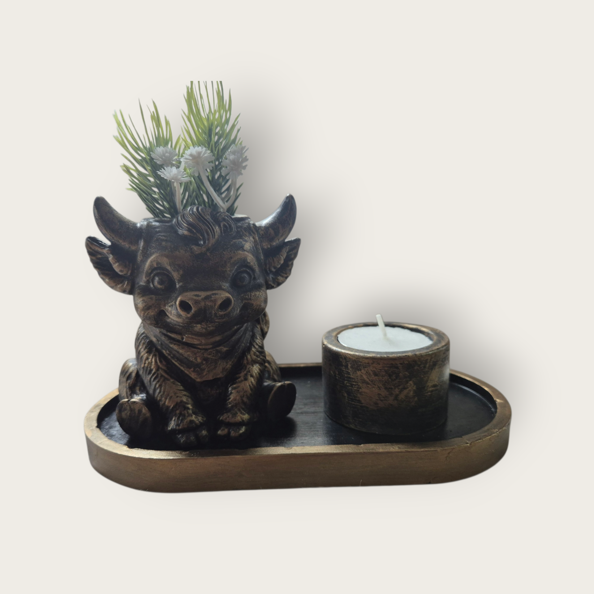 Decoratie setje Hooglander potje met kaars