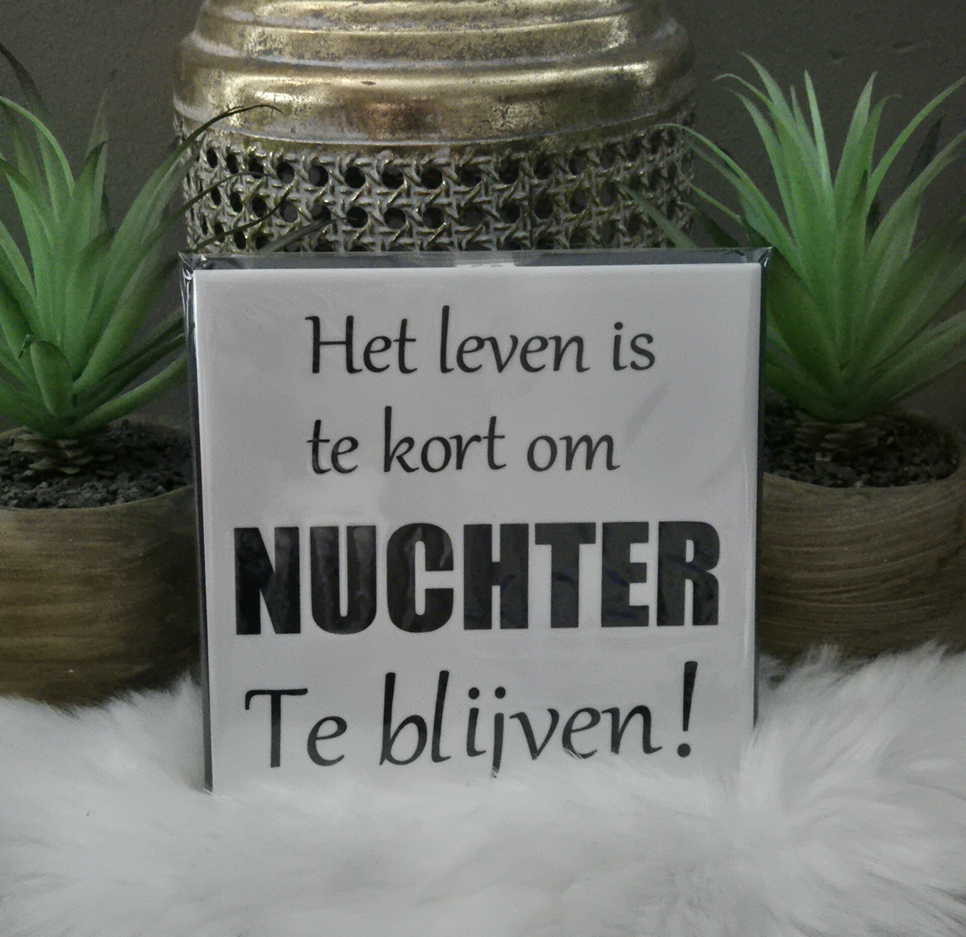 Tekst tegeltje "Nuchter"