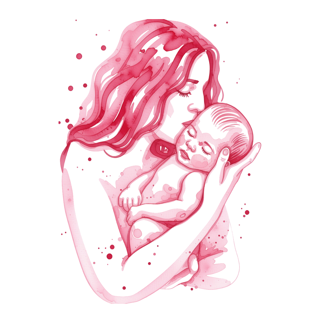 Illustration personnalisée maman avec son bébé - Illustration personnalisée naissance