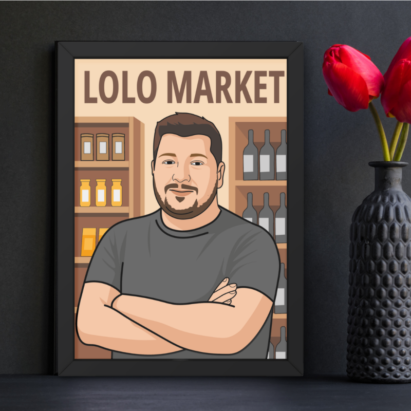 Illustration personnalisée - Homme dans un magasin