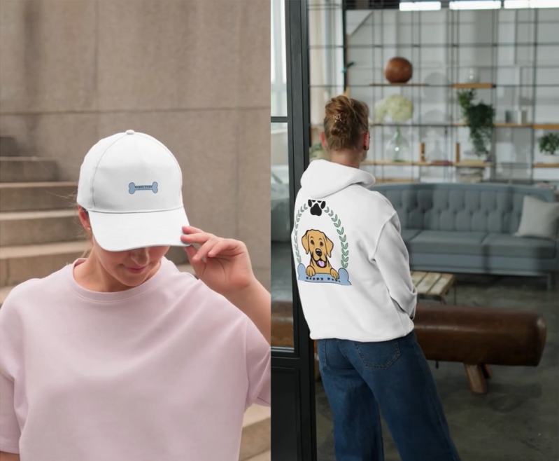 Mockup Happy Paxs Academy casquette et Pull