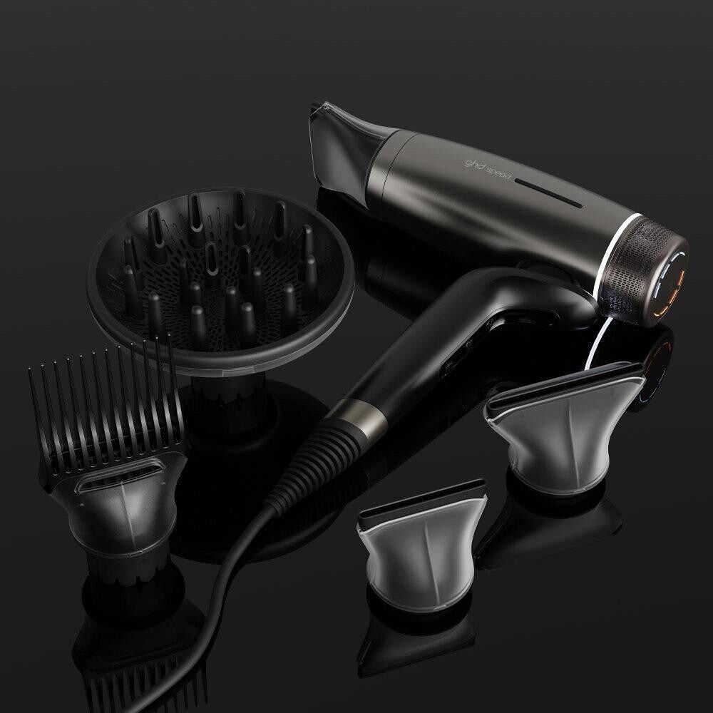 NUOVO GHD SPEED ASCIUGACAPELLI A IONI BIANCO METALLIZZATO
