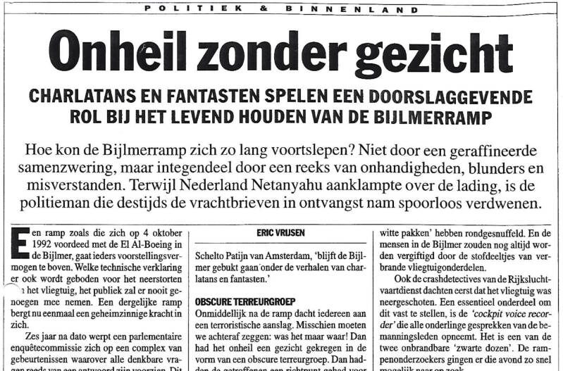 El Al flight 1862: Elsevier onheil zonder gezicht