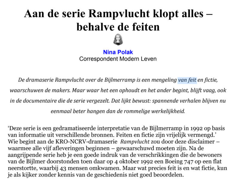 Aan de serie Rampvlucht klopt alles behalve de feiten