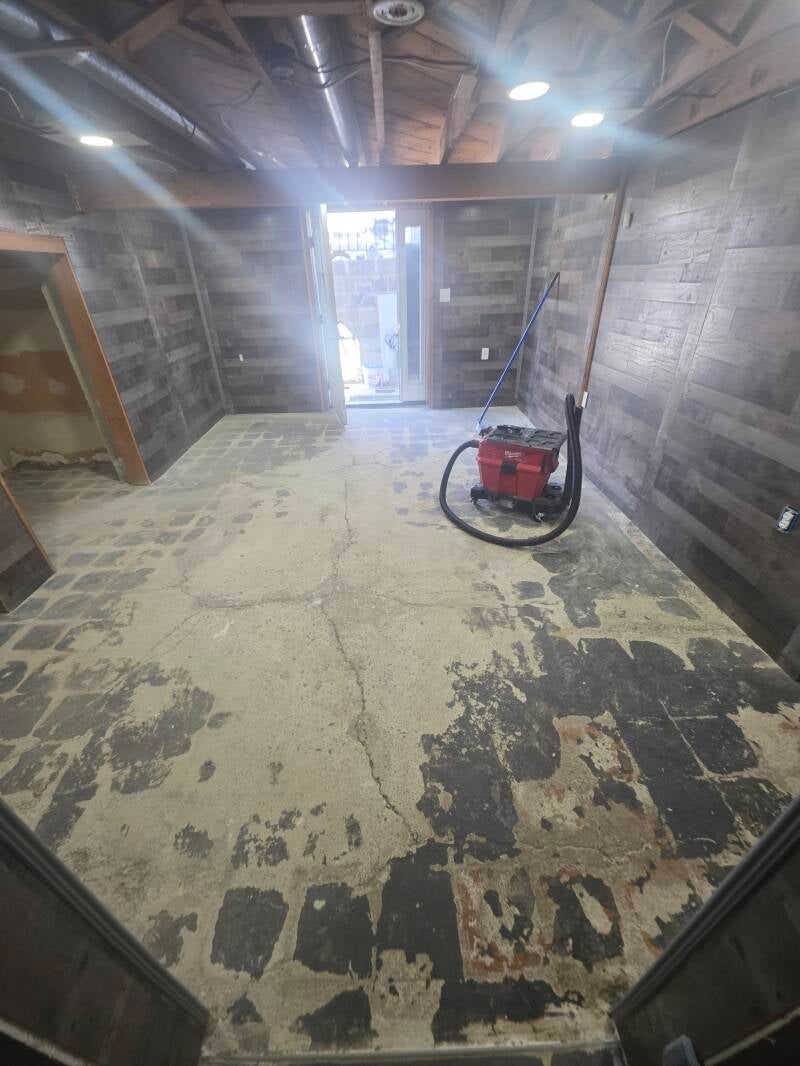 2026 (BEFORE) Basement Floor Leveling and LVP Flooring Installation. Salt Lake City, Utah