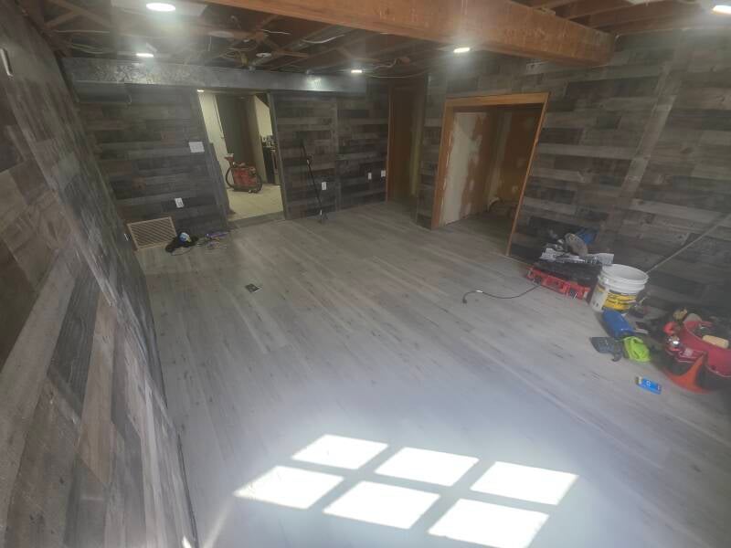 2026 (AFTER) Basement Floor Leveling and LVP Flooring Installation. Salt Lake City, Utah