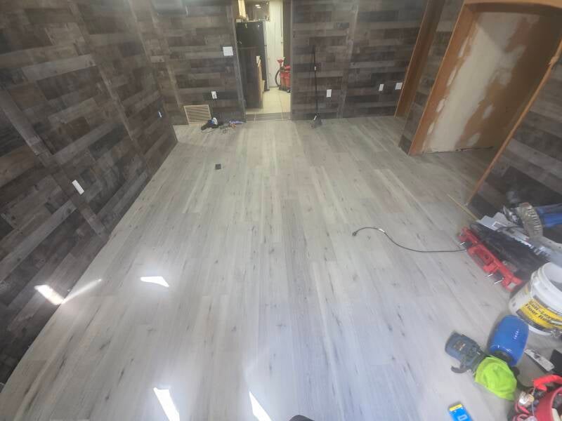 2026 (AFTER) Basement Floor Leveling and LVP Flooring Installation. Salt Lake City, Utah