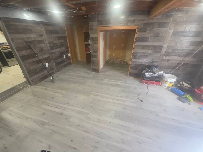 2026 (AFTER) Basement Floor Leveling and LVP Flooring Installation. Salt Lake City, Utah