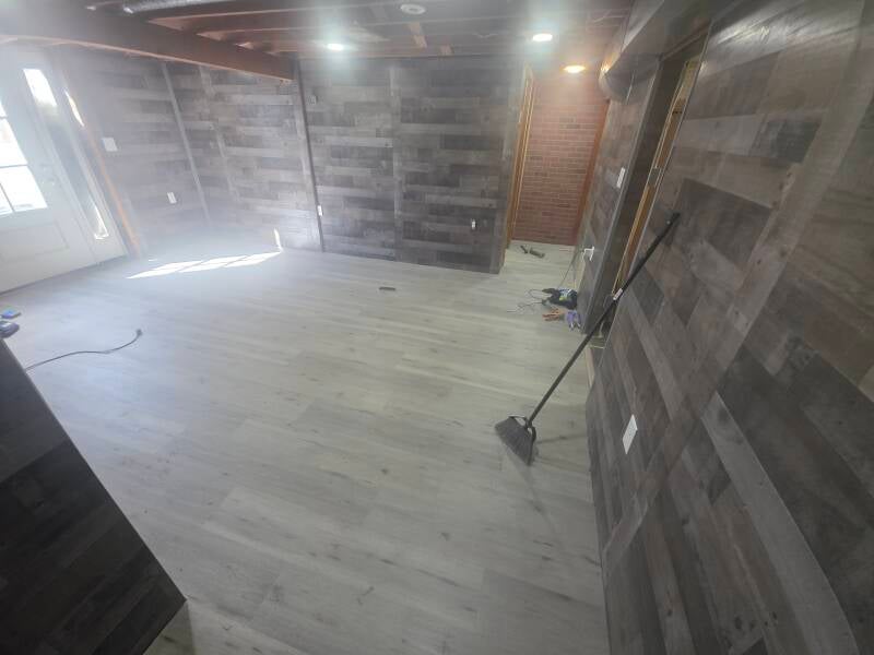 2026 (AFTER) Basement Floor Leveling and LVP Flooring Installation. Salt Lake City, Utah