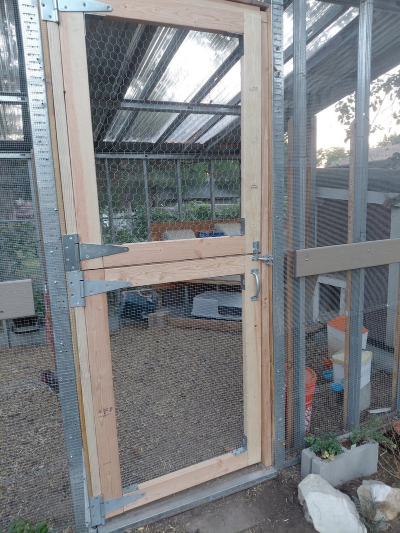 Custom-built Dutch door for an outdoor coop in Bountiful, Utah