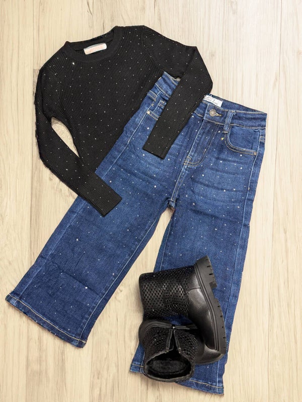 Wide leg jeans stud