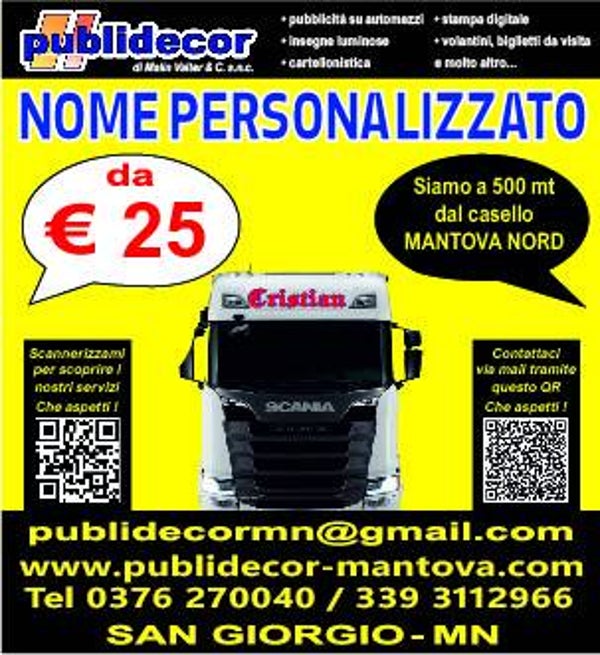 Grafica per automezzo - Frontalino personalizzato con spedizione