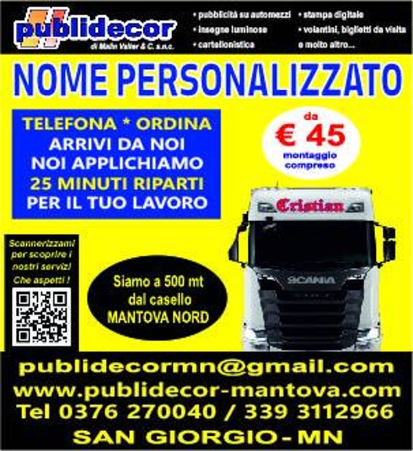 Frontalino per automezzo - montaggio in loco