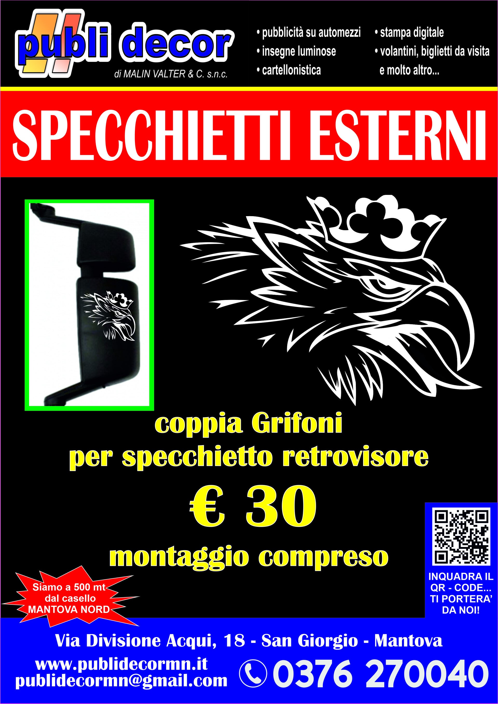 Adesivo grafico grifone su specchietti