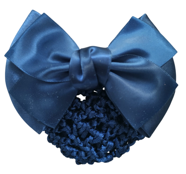 Haarclip met netje en strik donkerblauw
