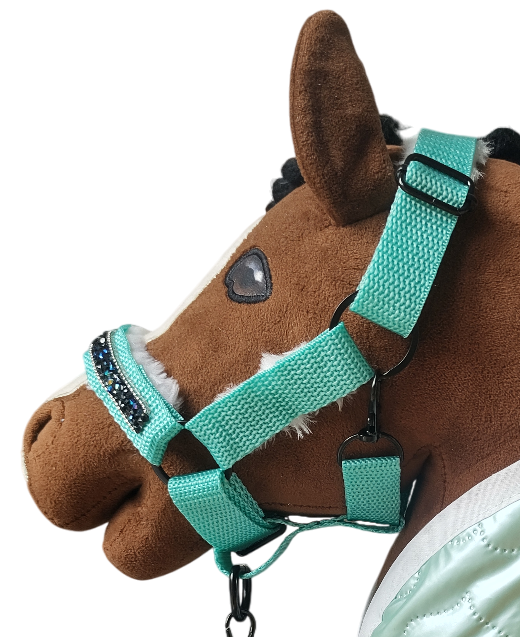 Dubbel verstelbaar halster met bont en schuifgespen (diverse kleuren)