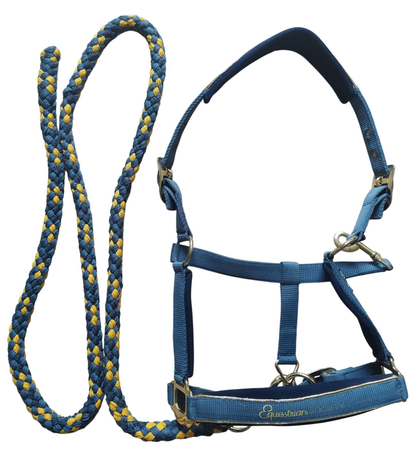 Halsterset Harry's Horse grijsblauw geel full