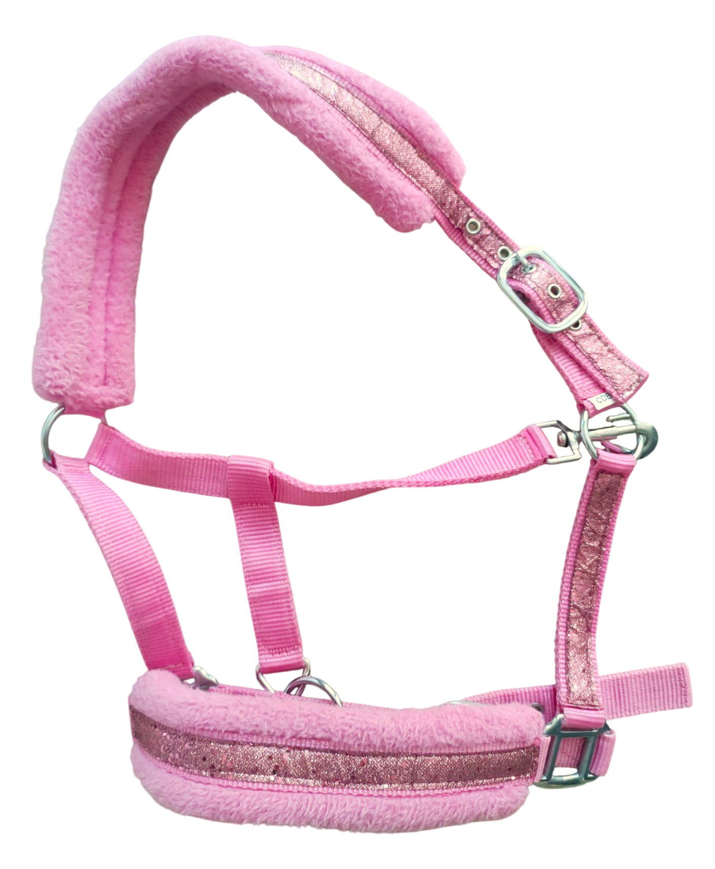 Halster roze bont en glitter