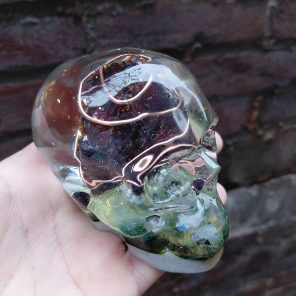 schedel chalcopyriet, regenboogmaansteen, labradoriet