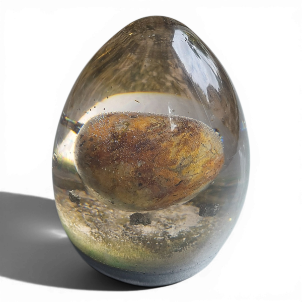 egg groene opaal, pyriet