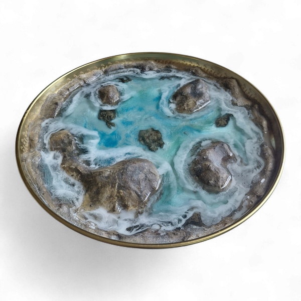 Mixed media epoxy-art schaal 31 cm