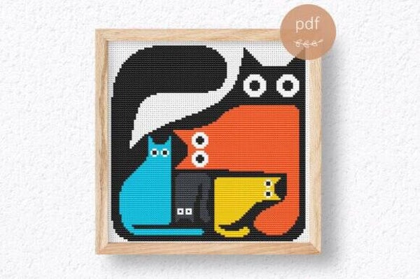 Cat Cross Stitch Pattern PDF File Funny