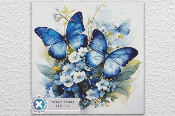 Floral Butterflies Cross Stitch Pattern