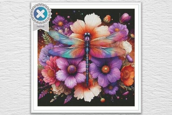 Floral Dragonfly Cross Stitch Chart PDF