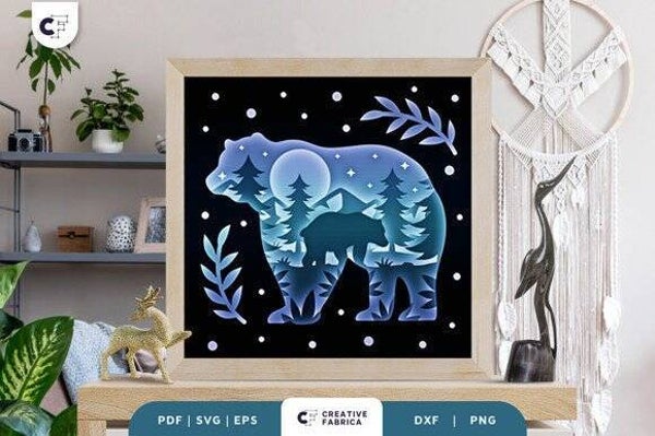 Bear Silhouette 3D Shadow Box