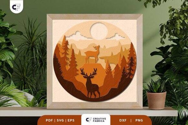 Deer on the Cliff 3D Layered Paper Cut