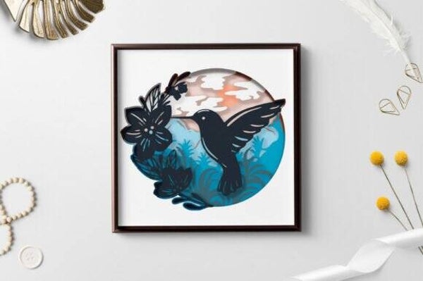Hummingbird Layered Papercut / Flower