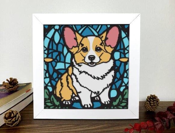 Corgy Stained Glass 3D Box-Alleylightbox