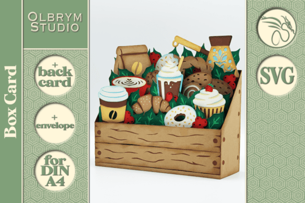 Coffee Time Pop Up, Bakery Box Card SVG