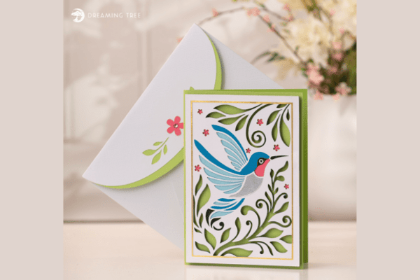Hummingbird Flourish Card SVG