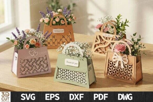 Floral Handbag Flower Box Bundle SVG