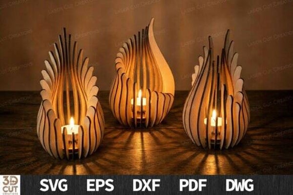 Flame Lantern Bundle SVG Laser Cut
